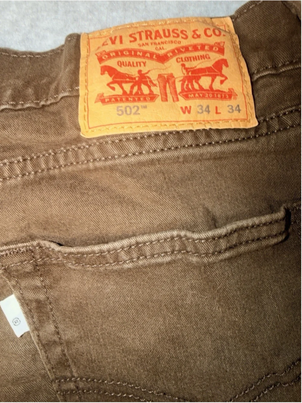 Levi’s 502 Regular Taper Jeans Men’s 34x34 Brown Stretch Denim Pants